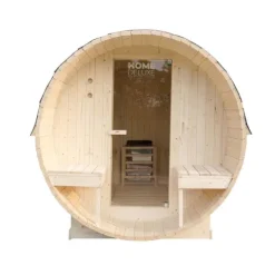 Home Deluxe - Outdoor Fasssauna LAHTI DELUXE L - Maße: ca. 195 cm x 192 cm x 220 cm, Holz: Fichtenholz - inkl. Saunaofen und Saunazubehör I Gartensauna, Außensauna, Sauna Fass für 4 Personen