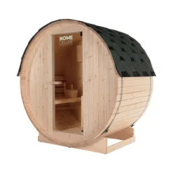 Home Deluxe - Outdoor Fasssauna Lahti M - Maße: BxTxH: ca. 185 cm x 120 cm x 185 cm, Holz: Fichtenholz - inkl. Saunaofen und Saunazubehör I Gartensauna, Außensauna, Sauna Fass für 2 Personen