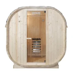 Home Deluxe - Outdoor Sauna CUBE L - Maße: ca. 194 cm x 185 cm x 180 cm, Holz: Fichtenholz - inkl. Saunaofen und Saunazubehör I Gartensauna, Außensauna, Sauna Fass für 4 Personen