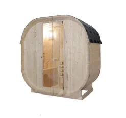 Home Deluxe - Outdoor Sauna CUBE M - Maße: ca. 194 cm x 195 cm x 120 cm, Holz: Fichtenholz - inkl. Saunaofen und Saunazubehör I Gartensauna, Außensauna, Sauna Fass für 2 Personen