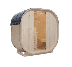 Home Deluxe - Outdoor Sauna CUBE M - Maße: ca. 194 cm x 195 cm x 120 cm, Holz: Fichtenholz - inkl. Saunaofen und Saunazubehör I Gartensauna, Außensauna, Sauna Fass für 2 Personen