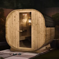 Home Deluxe - Outdoor Sauna CUBE XL - Maße: ca. 185 cm x 195 cm x 220 cm, Holz: Fichtenholz - inkl. Saunaofen und Saunazubehör I Gartensauna, Außensauna, Sauna Fass für 6 Personen