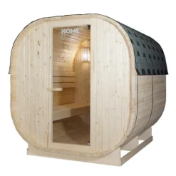 Home Deluxe - Outdoor Sauna CUBE XL - Maße: ca. 185 cm x 195 cm x 220 cm, Holz: Fichtenholz - inkl. Saunaofen und Saunazubehör I Gartensauna, Außensauna, Sauna Fass für 6 Personen
