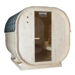 Home Deluxe - Outdoor Sauna CUBE XL - Maße: ca. 185 cm x 195 cm x 220 cm, Holz: Fichtenholz - inkl. Saunaofen und Saunazubehör I Gartensauna, Außensauna, Sauna Fass für 6 Personen