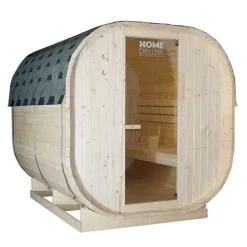 Home Deluxe - Outdoor Sauna CUBE XL - Maße: ca. 185 cm x 195 cm x 220 cm, Holz: Fichtenholz - inkl. Saunaofen und Saunazubehör I Gartensauna, Außensauna, Sauna Fass für 6 Personen