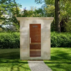 Home Deluxe - Outdoor Saunahaus TALO M - für 3 Personen, Holz: Fichtenholz - inkl. Saunaofen und Saunazubehör I Gartensauna, Außensauna, Sauna