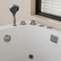 Home Deluxe - Seniorenbadewanne inkl. Whirlpool- VITAL M Links - Maße: 153 x 76 x 64cm - inkl. komplettem Zubehör I Badewanne mit Tür, Senioren Badewanne mit Einstieg