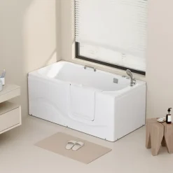 Home Deluxe - Seniorenbadewanne inkl. Whirlpool- VITAL M Rechts - Maße: 153 x 76 x 64cm - inkl. komplettem Zubehör I Badewanne mit Tür, Senioren Badewanne mit Einstieg, Whirlpool-Badewannen