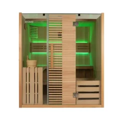 Home Deluxe - Traditionelle Sauna - OMAHA - 180 x 150 x 200 cm - für 4 Personen - Fichtenholz, inkl. Saunaofen I Dampfsauna Aufgusssauna