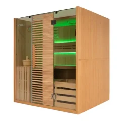 Home Deluxe - Traditionelle Sauna - OMAHA - 180 x 150 x 200 cm - für 4 Personen - Fichtenholz, inkl. Saunaofen I Dampfsauna Aufgusssauna