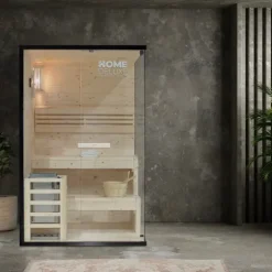 Home Deluxe - Traditionelle Sauna - Shadow M - 120 x 120 x 190 cm - für 2 Personen - hochwertiges Fichtenholz, inkl. Saunaofen, Saunazubehör I Dampfsauna Aufgusssauna Finnische Sauna Bio Sauna