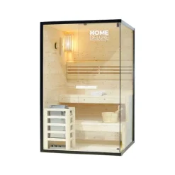 Home Deluxe - Traditionelle Sauna - Shadow M - 120 x 120 x 190 cm - für 2 Personen - hochwertiges Fichtenholz, inkl. Saunaofen, Saunazubehör I Dampfsauna Aufgusssauna Finnische Sauna Bio Sauna