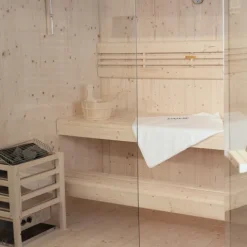 Home Deluxe - Traditionelle Sauna - Shadow M - 120 x 120 x 190 cm - für 2 Personen - hochwertiges Fichtenholz, inkl. Saunaofen, Saunazubehör I Dampfsauna Aufgusssauna Finnische Sauna Bio Sauna