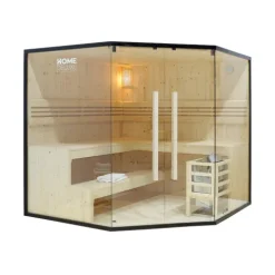Home Deluxe - Traditionelle Sauna - Shadow XL BIG - 200 x 200 x 190 cm - für 6 Personen - Fichtenholz, inkl. Saunaofen I Dampfsauna Aufgusssauna