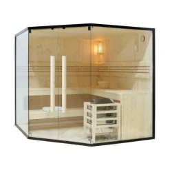Home Deluxe - Traditionelle Sauna - Shadow XL BIG - 200 x 200 x 190 cm - für 6 Personen - Fichtenholz, inkl. Saunaofen I Dampfsauna Aufgusssauna