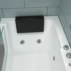Home Deluxe - Whirlpool Badewanne - CARICA Rechts weiß mit Heizung und Massage - Maße: 170 x 80 x 59 cm I Eckwanne, Indoor Badewanne