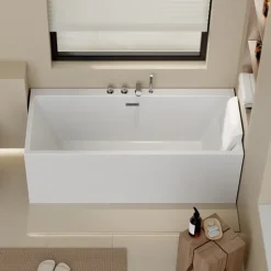 Home Deluxe Badewanne AMBER - 170 x 58 x 80 cm inkl. Ablauf & vormontierte Armaturen | Acryl-Badewanne, Spa, Luxuswanne, Bad, Badezimmer, Massagedüsen, Eck-Whirlpool, Freistehend, LED Beleuchtung,