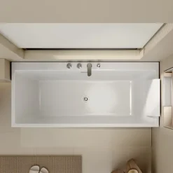 Home Deluxe Badewanne AMBER - 170 x 58 x 80 cm inkl. Ablauf & vormontierte Armaturen | Acryl-Badewanne, Spa, Luxuswanne, Bad, Badezimmer, Massagedüsen, Eck-Whirlpool, Freistehend, LED Beleuchtung,