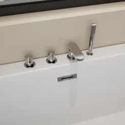 Home Deluxe Badewanne AMBER - 170 x 58 x 80 cm inkl. Ablauf & vormontierte Armaturen | Acryl-Badewanne, Spa, Luxuswanne, Bad, Badezimmer, Massagedüsen, Eck-Whirlpool, Freistehend, LED Beleuchtung,