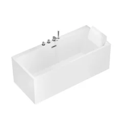 Home Deluxe Badewanne AMBER - 170 x 58 x 80 cm inkl. Ablauf & vormontierte Armaturen | Acryl-Badewanne, Spa, Luxuswanne, Bad, Badezimmer, Massagedüsen, Eck-Whirlpool, Freistehend, LED Beleuchtung,