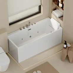 Home Deluxe Badewanne mit Whirlpool Funktion AMBER - 170 x 58 x 80 cm I Acryl-Badewanne, Spa, Luxuswanne, Bad, Badezimmer, Massagedüsen, Eck-Whirlpool, Freistehend, LED Beleuchtung, Zwei Personen,