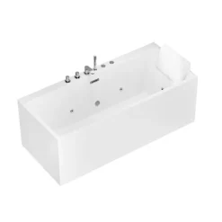 Home Deluxe Badewanne mit Whirlpool Funktion AMBER - 170 x 58 x 80 cm I Acryl-Badewanne, Spa, Luxuswanne, Bad, Badezimmer, Massagedüsen, Eck-Whirlpool, Freistehend, LED Beleuchtung, Zwei Personen,