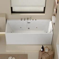 Home Deluxe Badewanne mit Whirlpool Funktion AMBER - 170 x 58 x 80 cm I Acryl-Badewanne, Spa, Luxuswanne, Bad, Badezimmer, Massagedüsen, Eck-Whirlpool, Freistehend, LED Beleuchtung, Zwei Personen,