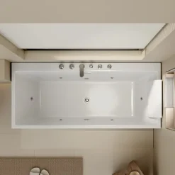 Home Deluxe Badewanne mit Whirlpool Funktion AMBER - 170 x 58 x 80 cm I Acryl-Badewanne, Spa, Luxuswanne, Bad, Badezimmer, Massagedüsen, Eck-Whirlpool, Freistehend, LED Beleuchtung, Zwei Personen,