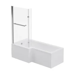 Home Deluxe - Badewanne mit Duschwanne - ELARA rechts - inkl. komplettem Zubehör und Duschabtrennung I Duschwanne, Badewanne mit Dusche