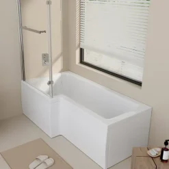 Home Deluxe - Badewanne mit Duschwanne - ELARA rechts - inkl. komplettem Zubehör und Duschabtrennung I Duschwanne, Badewanne mit Dusche