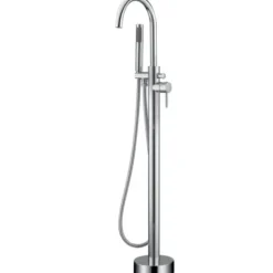 Home Deluxe - Design Standarmatur - MOON Chrome - Höhe: 115 cm, inkl. Handbrause I freistehende Armatur Wannenbrause Wanneneinlass
