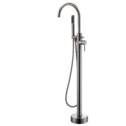 Home Deluxe - Design Standarmatur - MOON Chrome - Höhe: 115 cm, inkl. Handbrause I freistehende Armatur Wannenbrause Wanneneinlass