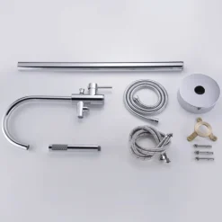 Home Deluxe - Design Standarmatur - MOON Chrome - Höhe: 115 cm, inkl. Handbrause I freistehende Armatur Wannenbrause Wanneneinlass