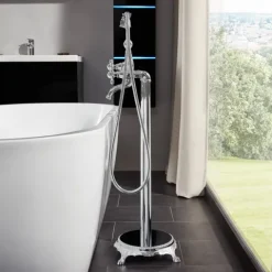 Home Deluxe - Design Standarmatur - Retro - Höhe: 100 cm, inkl. Handbrause I freistehende Armatur Wannenbrause Wanneneinlass