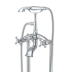 Home Deluxe - Design Standarmatur - Retro - Höhe: 100 cm, inkl. Handbrause I freistehende Armatur Wannenbrause Wanneneinlass