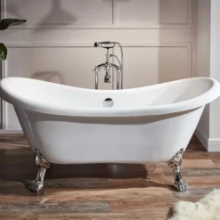 Home Deluxe - Design Standarmatur - Retro - Höhe: 100 cm, inkl. Handbrause I freistehende Armatur Wannenbrause Wanneneinlass
