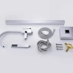 Home Deluxe - Design Standarmatur - SKY Chrome - Höhe: 112 cm, inkl. Handbrause I freistehende Armatur Wannenbrause Wanneneinlass