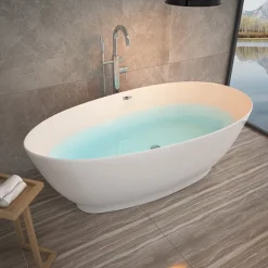 Home Deluxe - freistehende Badewanne - DELIA, Weiß - Maße: ca. 180 x 90 x 58 cm - Füllmenge: 270 Liter, inkl. Überlaufschutz, Siphon und Verschluss I Spa, für 2 Personen