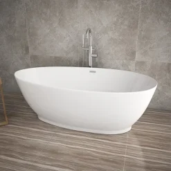 Home Deluxe - freistehende Badewanne - DELIA, Weiß - Maße: ca. 180 x 90 x 58 cm - Füllmenge: 270 Liter, inkl. Überlaufschutz, Siphon und Verschluss I Spa, für 2 Personen