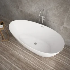 Home Deluxe - freistehende Badewanne - DELIA, Weiß - Maße: ca. 180 x 90 x 58 cm - Füllmenge: 270 Liter, inkl. Überlaufschutz, Siphon und Verschluss I Spa, für 2 Personen