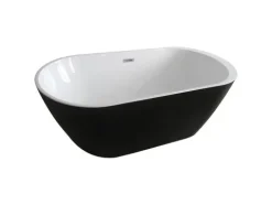 Home Deluxe - freistehende Badewanne - Design Badewanne freistehend Codo Schwarz - Maße: ca. 170 x 80 x 58 cm - Füllmenge: 204 Liter - Inkl. komplettem Zubehör
