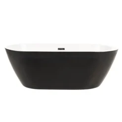 Home Deluxe - freistehende Badewanne - Design Badewanne freistehend Codo Schwarz - Maße: ca. 170 x 80 x 58 cm - Füllmenge: 204 Liter - Inkl. komplettem Zubehör