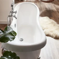 Home Deluxe - freistehende Badewanne - FAMA, Weiß - Maße: ca. 176 x 74 x 79 cm - Füllmenge: 204 Liter, inkl. Überlaufschutz, Siphon und Verschluss - inkl. Füße I Spa, für 2 Personen, Indoor Badewanne