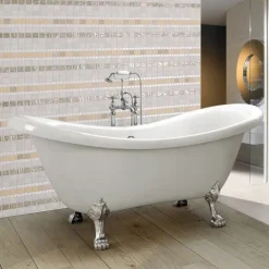 Home Deluxe - freistehende Badewanne - FAMA, Weiß - Maße: ca. 176 x 74 x 79 cm - Füllmenge: 204 Liter, inkl. Überlaufschutz, Siphon und Verschluss - inkl. Füße I Spa, für 2 Personen, Indoor Badewanne