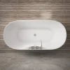 Home Deluxe - freistehende Badewanne - LENI mit Armatur, Weiß - Maße: ca. 170 x 80 x 58 cm - Füllmenge: 235 Liter, inkl. Überlaufschutz, Siphon und Verschluss I Spa, für 2 Personen