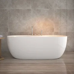 Home Deluxe - freistehende Badewanne - LENI mit Armatur, Weiß - Maße: ca. 170 x 80 x 58 cm - Füllmenge: 235 Liter, inkl. Überlaufschutz, Siphon und Verschluss I Spa, für 2 Personen
