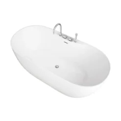 Home Deluxe - freistehende Badewanne - LENI mit Armatur, Weiß - Maße: ca. 170 x 80 x 58 cm - Füllmenge: 235 Liter, inkl. Überlaufschutz, Siphon und Verschluss I Spa, für 2 Personen