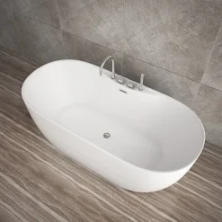 Home Deluxe - freistehende Badewanne - LENI mit Armatur, Weiß - Maße: ca. 170 x 80 x 58 cm - Füllmenge: 235 Liter, inkl. Überlaufschutz, Siphon und Verschluss I Spa, für 2 Personen