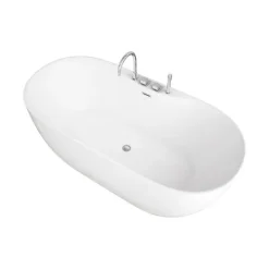 Home Deluxe - freistehende Badewanne - LENI mit Armatur, Weiß - Maße: ca. 170 x 80 x 58 cm - Füllmenge: 235 Liter, inkl. Überlaufschutz, Siphon und Verschluss I Spa, für 2 Personen