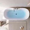 Home Deluxe - freistehende Badewanne - LENI - Weiß, mit schwarzer Armatur - Maße: ca. 170 x 80 x 58 cm - Füllmenge: 235 Liter, inkl. Überlaufschutz, Siphon und Verschluss I Spa, für 2 Personen